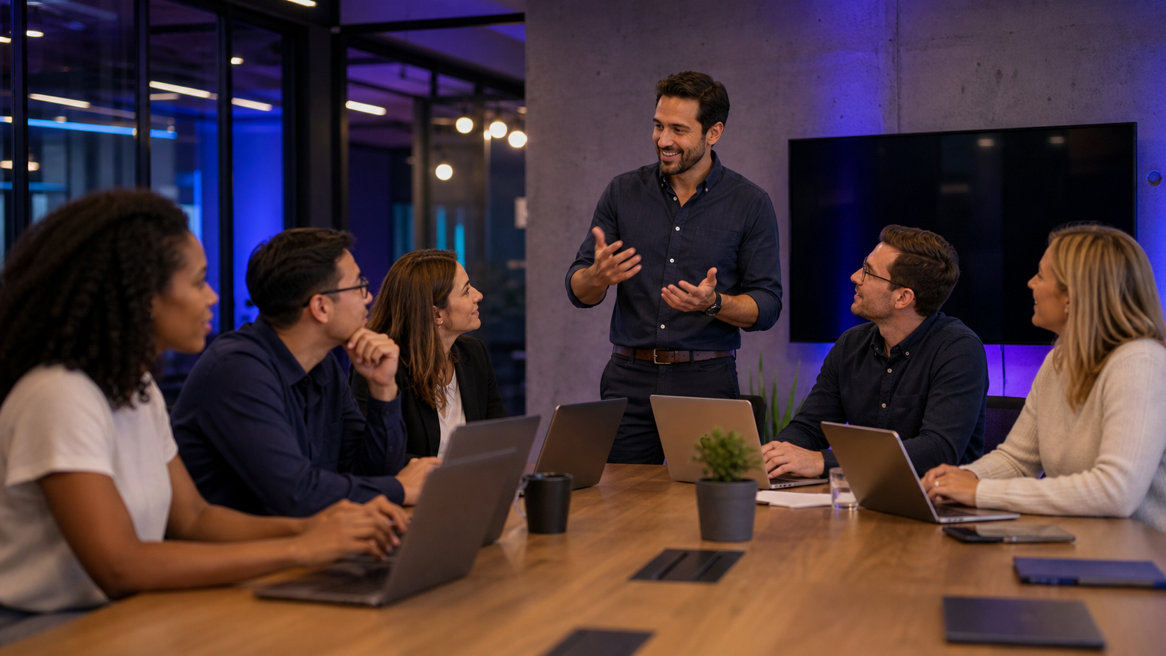 Professional team in a private AI training session